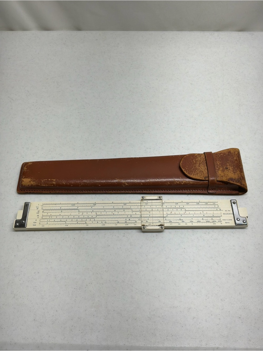 Micronta Made in Japan #150 Slide Rule with Brown Leather Case